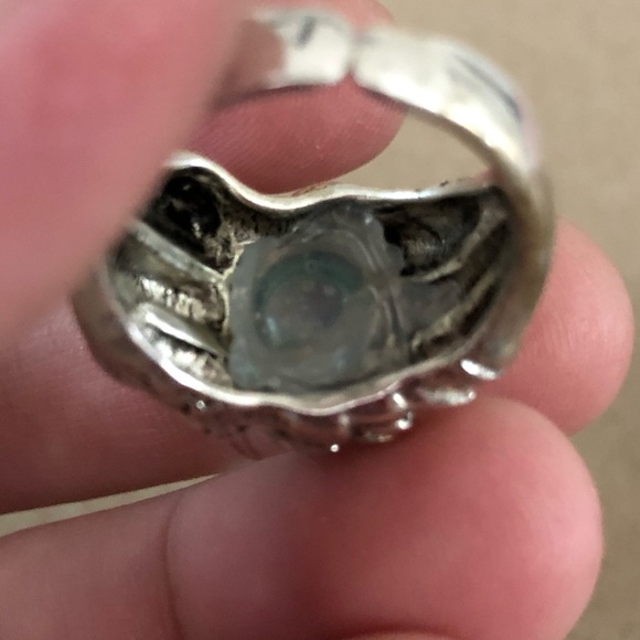 Aqua Aura Quartz Dragon Claw Ring - Picture 4 of 4